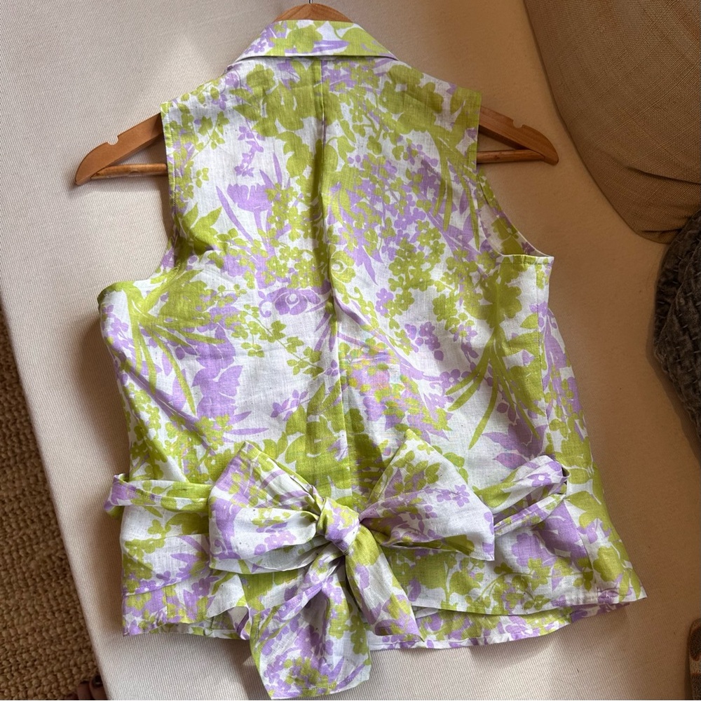 Loro Piana Purple and Green Linen Blouse - Picture 5 of 16